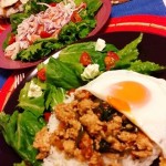 [しーもん at home] トッドの好きなガパオライス/スモークサーモンと赤玉葱のサラダ